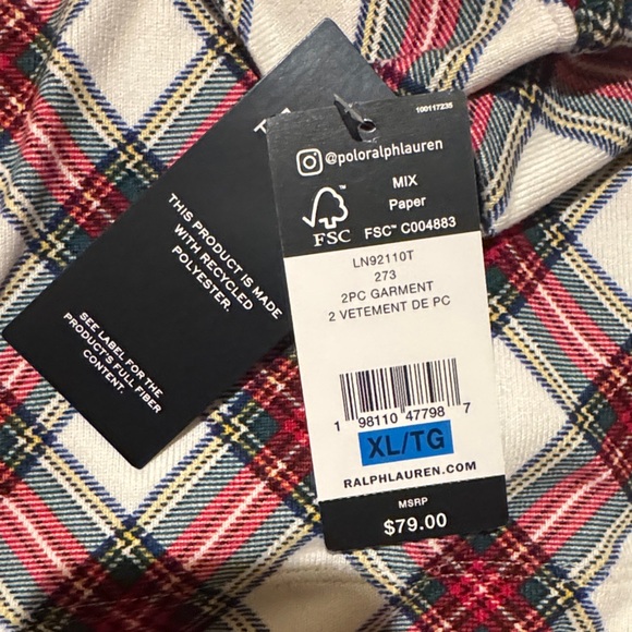 Ralph Lauren Red and Black Plaid Kids Pajama Set - Picture 6 of 14